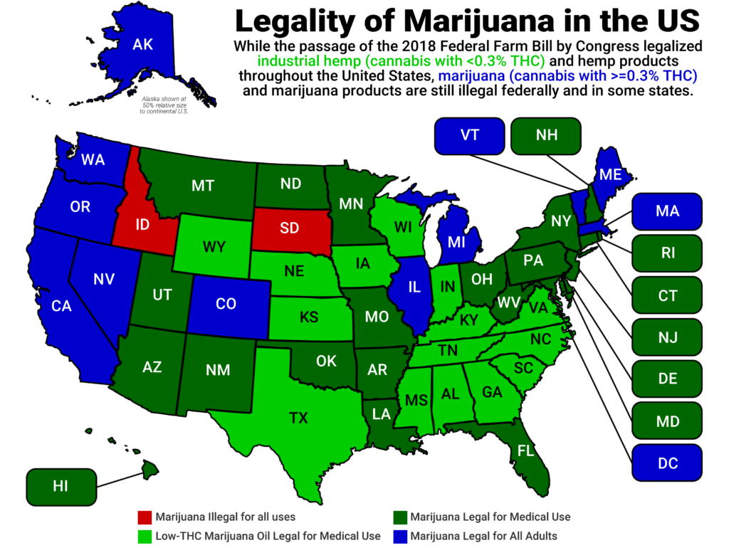 US Map by Marijuana Acceptance