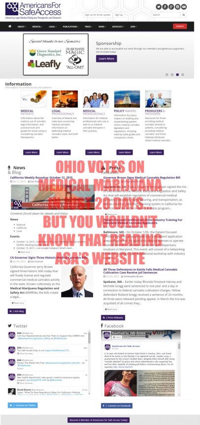ASA's Website 20 Days Before Ohio Medical Marijuana Vote