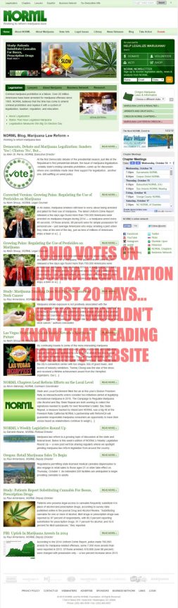 NORML's Home Page 20 Days Before Ohio Legalization Vote